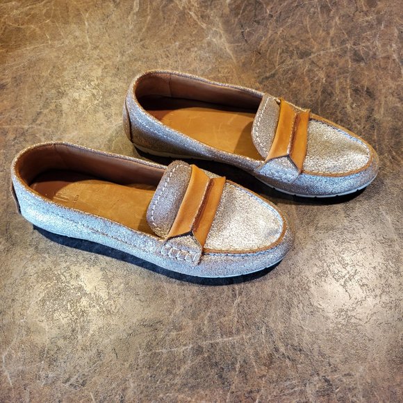 Frye Sedona Seam Loafer silver metallic camel 7M women's - Picture 9 of 10